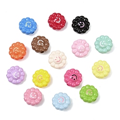 (52) Непрозрачная лаванда Непрозрачные акриловые эмалированные бусины, подсолнечника с улыбкой на лице, разноцветные, 15x8.5 мм, отверстие : 3 мм