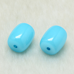 Deep Sky Blue Resin Beads, Barrel, Deep Sky Blue, 14x12mm, Hole: 2mm