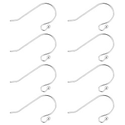 Silver 16Pc 925 Sterling Silver Earring Hooks, Shepherd's Hook Ear Wire, with S925 Stamp, Silver, 22 Gauge, 19.5x10mm, Hole: 1mm, Pin: 0.6mm
