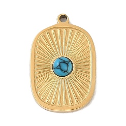 Золотой Синтетические бирюзовые подвески, прямоугольник амулеты, с ионным покрытием (ip) 304 настройки из нержавеющей стали, золотые, 16x10x3 мм, отверстие : 1 мм