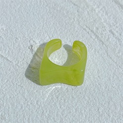 Желто-Зеленый Летние кольца-манжеты из смолы для женщин, прямоугольные, желто-зеленый, внутренний диаметр: 17 мм