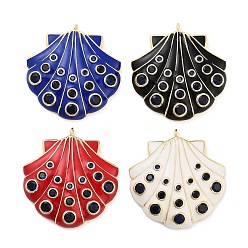 (52) Непрозрачная лаванда Стойка металлическая латунная микропрофилированная кубическая циркония подвески, с эмалью, долговечный, без свинца и без кадмия, реальный 18 k позолоченный, формы раковины, разноцветные, 36.5x34.5x8 мм, отверстие : 2 мм