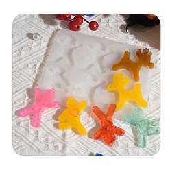 Gingerbread Man Рождественские силиконовые формы, подвесные формы, формы для литья гипсовой смолы, белые, Колобок, 122x150x5.5 мм, отверстие : 2.5 мм, внутренний диаметр: 56x40 мм и 57x56 мм