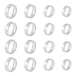 Matte Stainless Steel Color 16 шт. 4 размер 201 простые кольца из нержавеющей стали для мужчин и женщин, матовый цвет нержавеющей стали, размер США 10 3/4~14 (20.3~23 мм), 4шт / размер