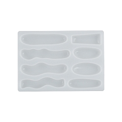 White DIY Food Grade Silicone Hair Clip Molds, Resin Casting Molds, Clay Craft Mold Tools, Mixed Shapes, White, 117x82x11mm