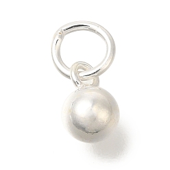 Серебро Круглые подвески из стерлингового серебра с родиевым покрытием, анти-тускнение, с прыжковых колец, серебряные, 925 мм, отверстие : 6x4 мм