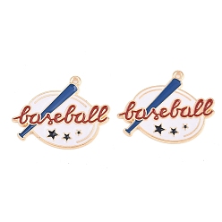 Темно-Синий Спортивные сплавы эмалированные подвески, Брелоки в виде бейсбольных бит, золотой свет, темно-синий, 24x27.5x1.5 мм, отверстие : 1.2 мм