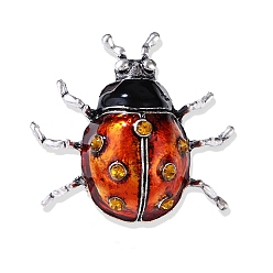Оранжевый Брошь в форме насекомого из сплава со стразами, эмалированные булавки в виде божьей коровки, оранжевые, 43x40 мм