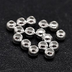 Silver 925 Sterling Silver Beads, Seamless Round Beads, Silver, 3mm, Hole: 1~1.2mm, about 377pcs/20g