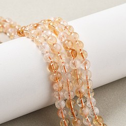 Цитрин Нагретые нити из натуральных цитриновых бусин, круглые, 5.5~5.6 мм, отверстие : 0.7~0.8 мм, около 72 шт / нитка, 15.20'' (38.6 см)