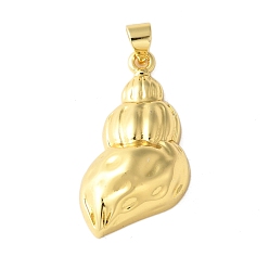 Настоящее золото 18K Латунные подвески, раковины прелести, долговечный, без кадмия и без свинца, стойки покрытие, реальный 18 k позолоченный, 28.5x15x5 мм, отверстие : 4.5x4 мм