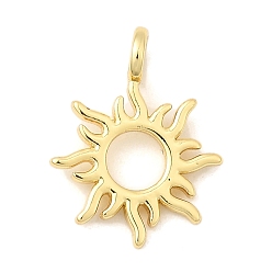 Настоящее золото 18K Латунные подвески, талисманы солнечных лучей, долговечный, без свинца и без кадмия, стойки покрытие, реальный 18 k позолоченный, 15x12x1 мм, отверстие : 2.5 мм