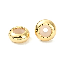 Real 18K Gold Plated SHEGRACE Brass Beads, Cadmium Free & Nickel Free & Lead Free, Rondelle, with Rubber Inside, Real 18K Gold Plated, 8x4mm, Hole: 4mm