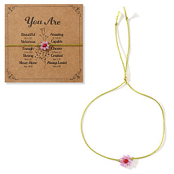 Бледно-Розовый Браслеты-слайдеры из смолы с бусинами в виде цветов для женщин, два тона, с открытки, розовый жемчуг, 11.02 дюйм (28 см)