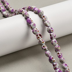 Средняя Орхидея Синтетических нитей бирюзовые бусы, череп, окрашенные, окрашеные, средне орхидеи, 8x6x7 мм, отверстие : 1 мм, около 47 шт / нитка, 14.17'' (36 см)