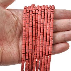 Оранжево-Красный Окрашенные синтетические бирюзовые бусы нити, Плоский круглый / диск, матовые, Heishi бусы, оранжево-красный, 4x2~2.5 мм, отверстие : 0.8~0.9 мм, около 161~164 шт / нитка, 14.96''~15.12'' (38~38.4 см)