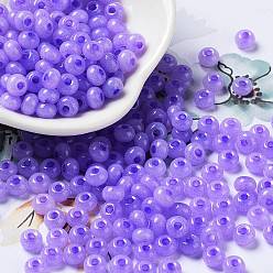 Лиловый Стеклянные бусины с имитацией нефрита, блеск, окрашенные, круглые, сирень, 5.5x3.5 мм, отверстие : 1.5 мм