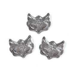 Темно-Серый Подвески-соединители из прозрачного гальванического стекла, лисы, темно-серый, 22~23x25x7 мм, отверстие : 1.8 мм