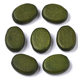 Olivgrün Bemalte Naturholzperlen, ellipsenförmige, olivgrün, 18x14x5.5 mm, Bohrung: 1.5 mm