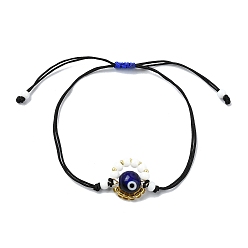 Полуночно-синий Регулируемые плетеные браслеты из стеклянных бусин и лэмпворк ручной работы от сглаза, темно-синий, внутренний диаметр: 3-1/8 дюйм (7.95 см)