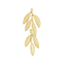 Золотой 304 подвески из нержавеющей стали, лист прелести, золотые, 48x17x1.5 мм, отверстие : 1.2 мм