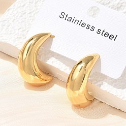 Золотой Луна 304 серьги-гвоздики из нержавеющей стали для женщин, ионное покрытие (ip), золотые, 10x26.5 мм