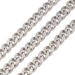 Platino Latón cubano cadenas de eslabones, sin soldar, con carrete, larga duración plateado, chapado en rack, sin plomo y el cadmio, Platino, 7.5x6x2 mm