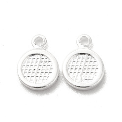 925 Sterling versilbert Messing Charme, cadmiumfrei und bleifrei, flache runde Charme, 925 Sterling versilbert, 9x6.5x1 mm, Bohrung: 1 mm