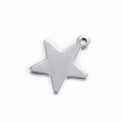 Stainless Steel Color 201 Stainless Steel Charms, Star, Stainless Steel Color, 15x13x0.6mm, Hole: 1.4mm