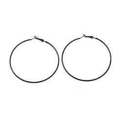 Черный Краска для выпечки 201 серьги-кольца из нержавеющей стали, кольцо, чёрные, 69 мм, штифты : 0.5 мм