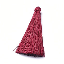 Темно-Красный Большие подвески с кисточкой из хлопковой нити, темно-красный, 70~73x9~10 мм