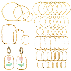Золотой 48 шт 6 стили подвески из цинкового сплава в тибетском стиле, полая геометрическая форма, золотые, 21~46x17~44x2 мм, отверстие : 0.7~1.6x1.6~3 мм, 8 шт / стиль