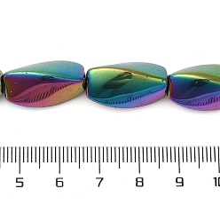 Rainbow Plated Electroplated Non-magnetic Synthetic Hematite Beads Strands, Long-Lasting Plated, Twist, Rainbow Plated, 20~21x11.5~12x11mm, Hole: 1.8mm, about 20pcs/strand, 16.02''(40.7cm)
