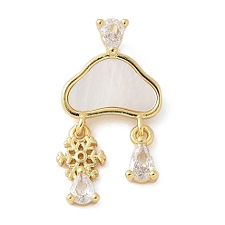 Cloud Латунные микро проложить кубического циркония подвески, с оболочкой, без свинца и без кадмия, долговечный, облако, 24x13x6 мм, отверстие : 4.5x2 мм