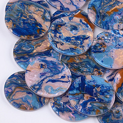 Разноцветный Подвески из ацетата целлюлозы (смолы), плоско-круглые, красочный, 27.5x2.5 мм, отверстие : 1.6 мм