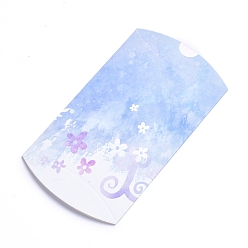 Light Sky Blue Paper Pillow Boxes, Gift Candy Packing Box, with Clear Window, Floral Pattern, Light Sky Blue, 12.5x8x2.2cm