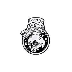 Bottle Halloween Theme Skull Alloy Enamel Pins, Gothic Style Brooches, Punk Badge for Clothes Backpack, Bottle, 30x23mm