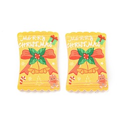 Christmas Bell Рождественская тема, непрозрачная смола, декодированные кабошоны, мешочки с закусками и конфетами, Рождественский колокольчик, 26.5x18x5 мм