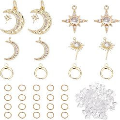 Mixed Color DIY Earrings Making Kit, Including Brass Earring Findings & Pendants, Iron Jump Rings, Plastic Ear Nuts, Mixed Color, 53pcs/box