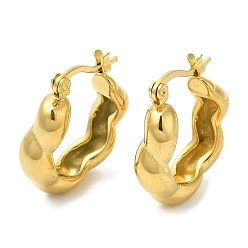 Настоящее золото 18K Ионное покрытие (IP) 304 Серьги-кольца из нержавеющей стали, реальный 18 k позолоченный, 22~22.5x21~21.5x6 мм