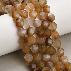 Pérou Brins de perles d'agate naturelle (teintes et chauffées), facette, étoiles coupées perles rondes, Pérou, 10x9.5mm, Trou: 1.2mm, Environ 37 pcs/chapelet, 14.57'' (37 cm)