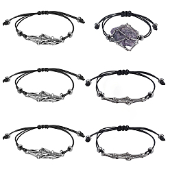 Нержавеющая Сталь Цвет 6шт 2 стили браслеты из вощеного полиэфирного шнура, с 304 звенящими цепями из нержавеющей стали, цвет нержавеющей стали, 10-1/4 дюйм (26 см), 3 шт / стиль