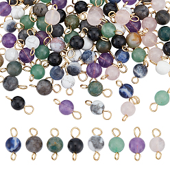 Смешанные камни 80 шт. 8 цвета, подвески с разъемом из натуральных драгоценных камней, с 304 фурнитурой из нержавеющей стали, 14 мм, 10 шт / цвет