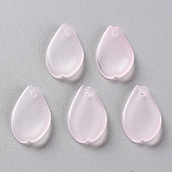 Pink Окрашенного распылением стеклянные подвески, Petaline, розовые, 16x9.5x2 мм, отверстие : 1 мм
