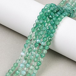 Зеленый агат Натуральный зеленый бисер пряди оникс Агат, граненые, окрашенная и подогревом, круглые, круглые, 3.5 мм, отверстие : 0.7 мм, около 122 шт / нитка, 15.28 дюйм (38.8 см)