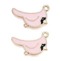 Pink Подвески из сплава эмали, Ссылки птиц, золотые, розовые, 23x24~25x1 мм, отверстие : 1.2~2 мм