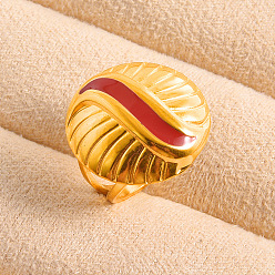 Золотой Регулируемые кольца-манжеты из нержавеющей стали с эмалью для женщин, круглые, золотые, 22 мм, внутренний диаметр: 19 мм