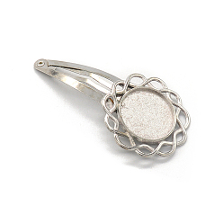 Античное Серебро Заколка для волос из сплава с круглыми пустыми подставками, настройки кабошонов безеля, античное серебро, внутренний диаметр: 20 мм