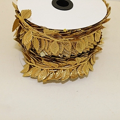 Золотистый 50m тканевая кружевная отделка, кружевная лента из листьев, для декора свадебного банкета, золотые, лист: 3/4 дюйм (20 мм), около 54.68 ярдов (50 м) / рулон