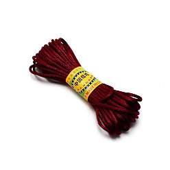 Rouge Foncé Cordon en satin de polyester à queue de rat, pour le nouage chinois, ronde, rouge foncé, 3mm, environ 10.94 yards (10m)/paquet